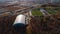 Sports arena with semi-circle roof and football field