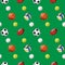 Sports Ball Pattern. Different sports balls on a green background