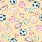 Sports Balls Doodle Surface Pattern. Vector Background.