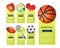 Sports balls and equipment icons of gaming accessories
