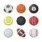 Sports balls vector set. basketball, soccer, tennis, football, baseball, bowling, golf, volleyball