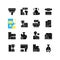 Sports betting black glyph icons set on white space