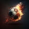 sports betting soccer ball wrapped in flames fire explosion generative AI