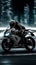 Sports bike rider, white and black backdrop, biker intensity
