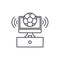 Sports broadcast line icon concept. Sports broadcast vector linear illustration, symbol, sign