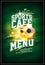 Sports cafe menu card cover mockup with burning soccer ball