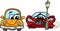 Sports car crashed cartoon illustration