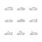 Sports car models linear icons set