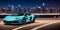 Sports car at night city. luxury sport carbon car. Through the dark city streets, luxury sports vehicle speeds. Generative AI