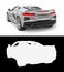 Sports car on a white background. Combined illustration of a normal picture and alpha channel. 3d illustration.