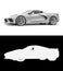 Sports car on a white background. Combined illustration of a normal picture and alpha channel. 3d illustration.