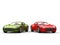 Sports cars - metallic green and red