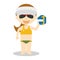 Sports cartoon vector illustrations: Beach volley (female)