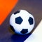 Sports concept. A symbol of football. A square picture of a soccer ball on a blue strip of the flag of the Russian Federation. Mac