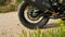 Sports Enduro Motorcycle Wheel Skidding on Sand When Starting