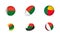 Sports equipment with flag of Madagascar. Sports icon set