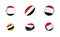 Sports equipment with flag of Yemen. Sports icon set