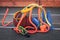 Sports equipment for sufficient quality training and fun. Basketball, jump rope, hurdles, blue cones, rubber bands, expanders.