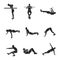 Sports exercise, a set of sports icons, silhouettes of athletes, sports exercise symbol piktograma