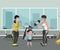 Sports family flat template in gym