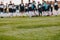 Sports Field Background. Soccer Pitch Blurred Image