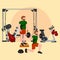 Sports and Fitness People, Workout man in gym vector illustration.