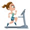 Sports girl running on treadmill