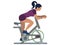 Sports girl on a stationary bike, isolated object. Sport and recreation. In minimalist style. Cartoon flat