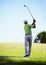 Sports, golf and black man ready for stroke in game, match and competition on golfing course. Recreation, hobby and male
