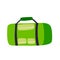 Sports gym bag. Green luggage. Flat cartoon illustration.