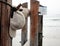 Sports Hat on Pylon at Beach