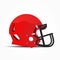 Sports helmet for American football. Red and Black Mask to protect the face in the game. Flat illustration EPS 10