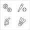 sports line icons. linear set. quality vector line set such as shuttlecock, whistle, baseball