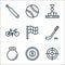 sports line icons. linear set. quality vector line set such as target, billiard, weight, ice hockey, flag, bicycle, champion,