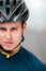 Sports man, cycling and face of cyclist looking ready, cool and determined while training outdoors. Mindset, motivation