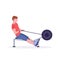 Sports man doing exercises on rowing machine guy working out in gym on training apparatus crossfit healthy lifestyle