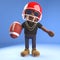 Sports minded black hiphop rapper wearing American football helmet, 3d illustration