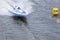 Sports motorboat white-blue