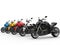 Sports motorcycles in a row - various colors