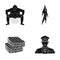Sports, nutrition, delicacies and other web icon in black style.military, cap, listening, icons in set collection.