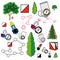 Sports orienteering icons set of