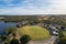 Sports oval near Beaufort reservoir lake in Victoria, Australia.