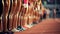 Sports photo from the sidelines of the starting line of an Olympic track race, beautiful athletic women are lined up in the