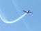 The sports plane shows in the sky the aerobatic representation dedicated to the 70th anniversary of the Independence of Israel