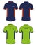 Sports Polo t-shirt jersey design vector template, sports kit with front and back view with neon green and blue color