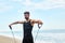 Sports. Portrait Of Man Exercising At Beach During Outdoor Workout