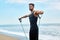 Sports. Portrait Of Man Exercising At Beach During Outdoor Workout