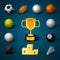 Sports Realistic Icons Set