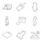 Sports science icons set, outline style