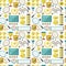 Sports seamless pattern with tennis icons in flat